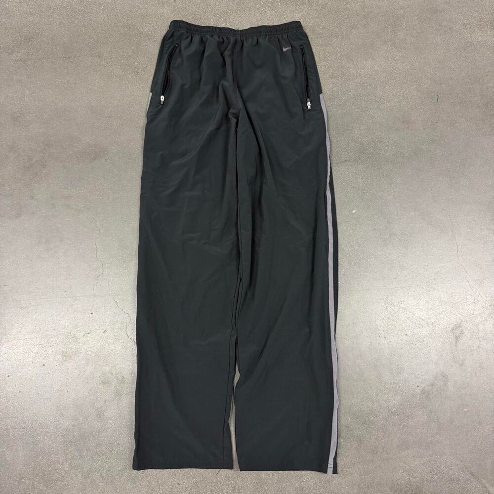 Nike FitDry Baggy Track Pants Mens M 28-32x30 Black Gray Y2K Zip Pocket
